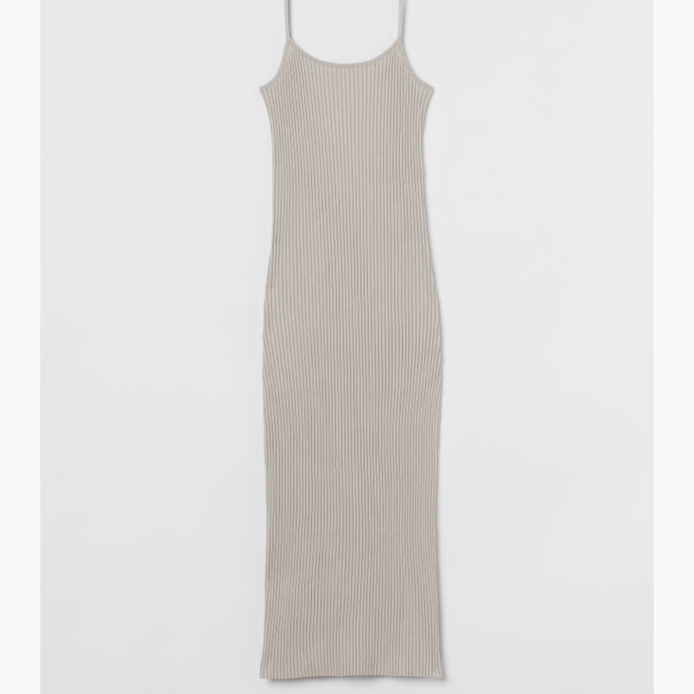 H&M ribbed midi dress in cream